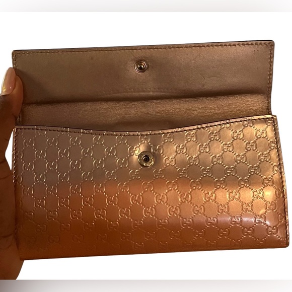 GUCCI Shine Rose Beige Guccissima Patent Leather Wallet - Picture 10 of 16